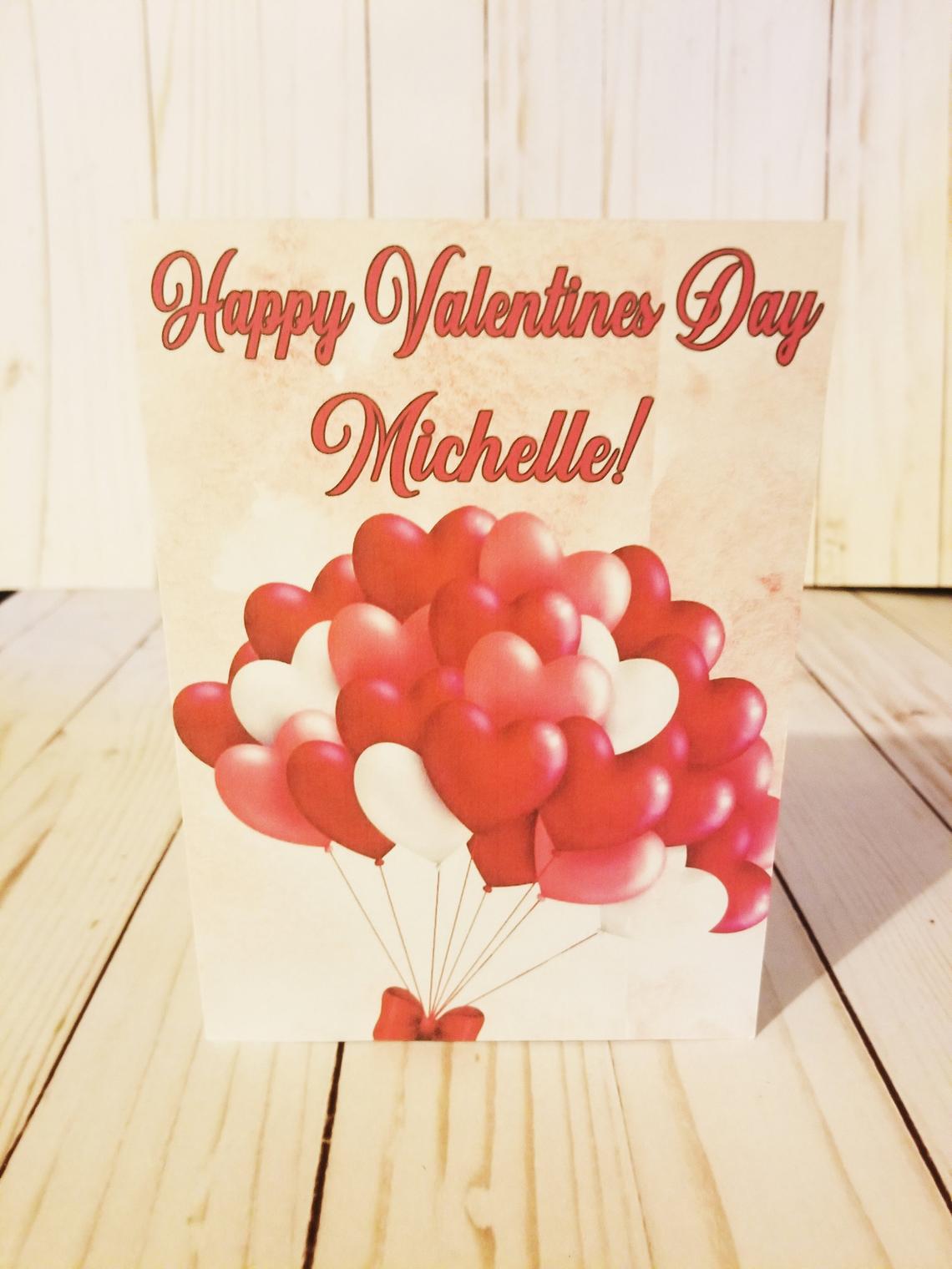 Personalised Valentine's Day Card Balloon Valentines Card
