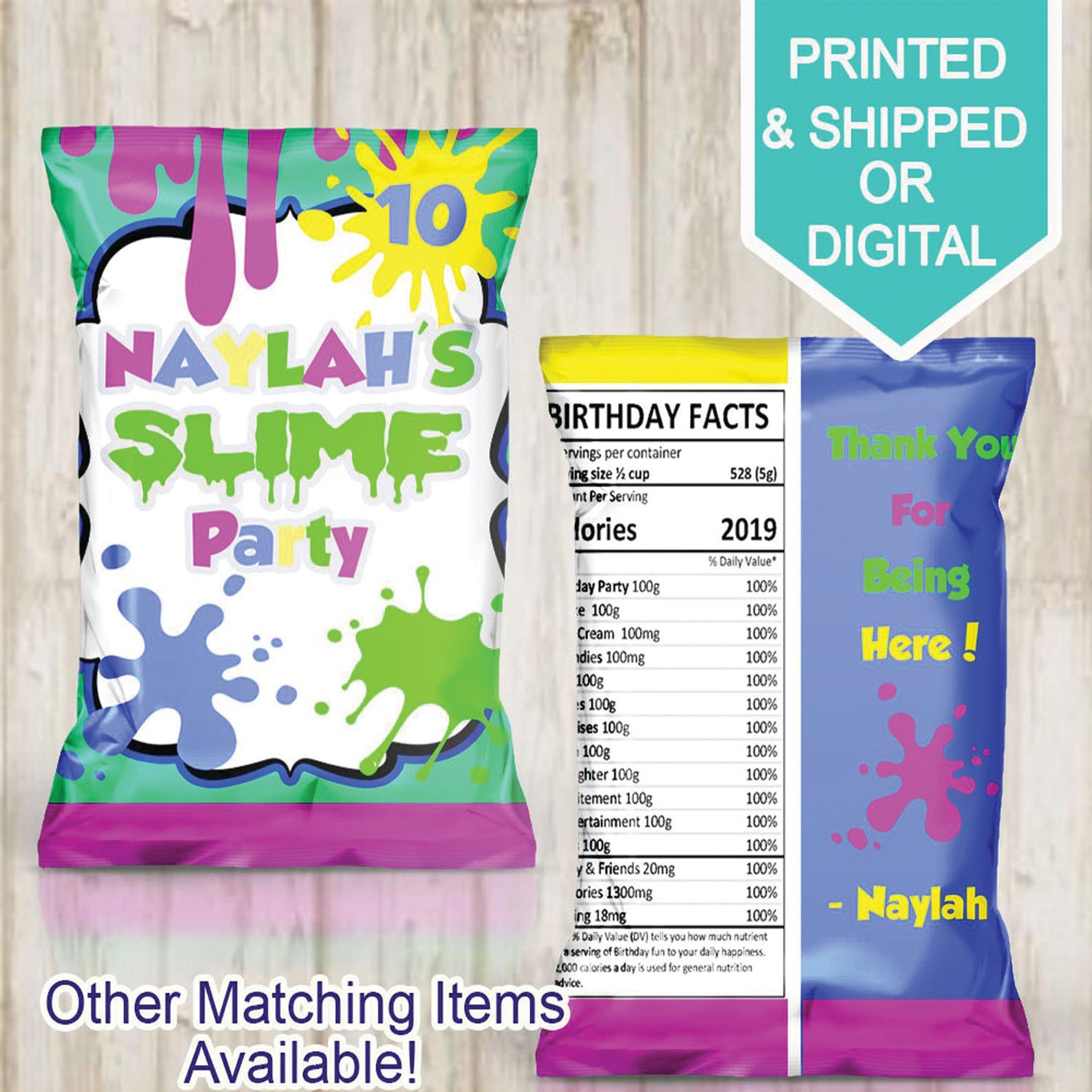 Slime Favor Bags- Slime Chip Bags- Slime - Slime Favors- Slime Party- Slime Birthday- Custom Chip Bags- Printable