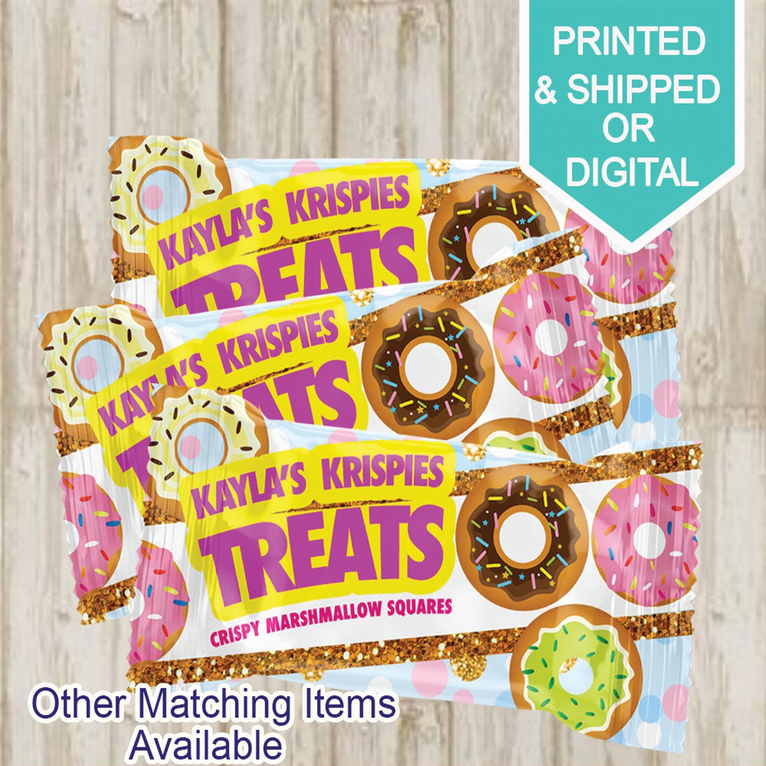 Donut Rice Krispies Treats- Rice Krispies- Donut Birthday- Donut Party- Donut Favors- Party Snacks- Krispy Treats