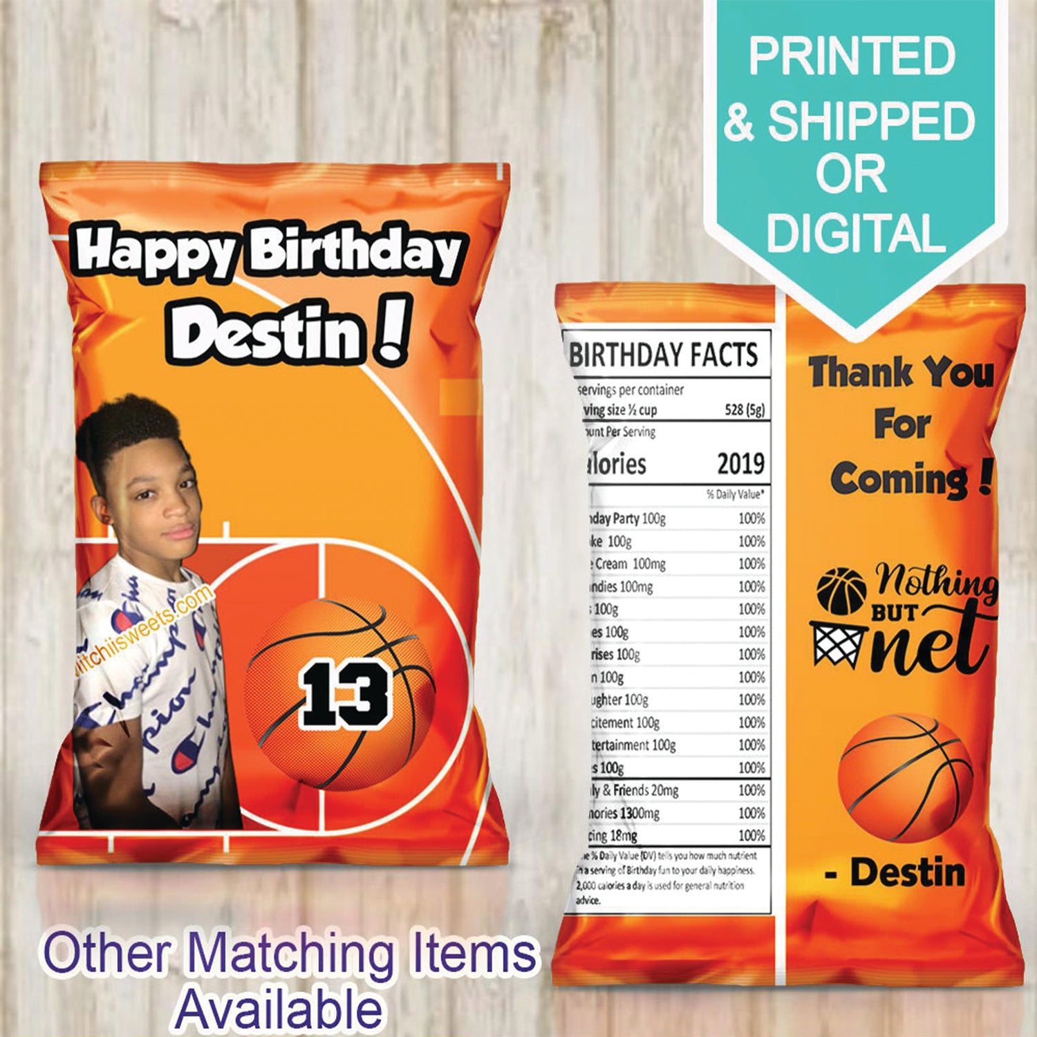 BasketBall Favors- BasketBall Chip Bags- BasketBall Party- BasketBall Birthday-Custom Chip Bags-Sports Party- Sports Theme- Printable