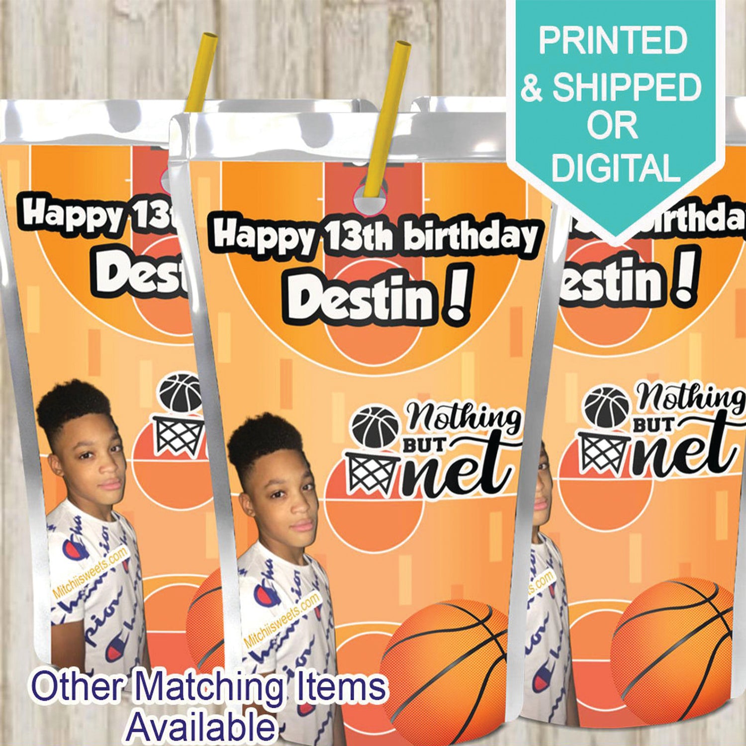 BasketBall Juice Pouch Labels- Capri Sun Labels- BasketBall Birthday- Basket Ball Party- Printable- Digital-Printed-