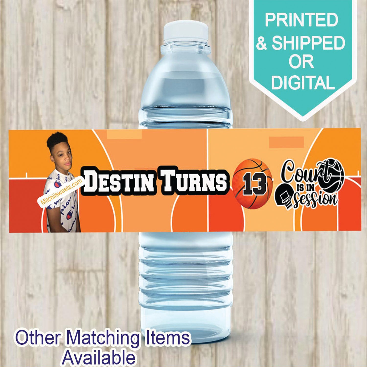 BasketBall Water Drink Labels- Water Bottle Labels- BasketBall Party--Labels- BasketBall Birthday-Printable-Digital-Sports Theme