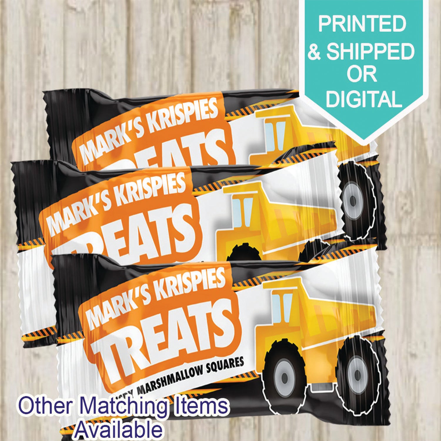 Construction Rice Krispies Treats- Rice Krispies- Construction Birthday Party- Dump Truck- Krispy Treats- Party Snacks- Party Favors