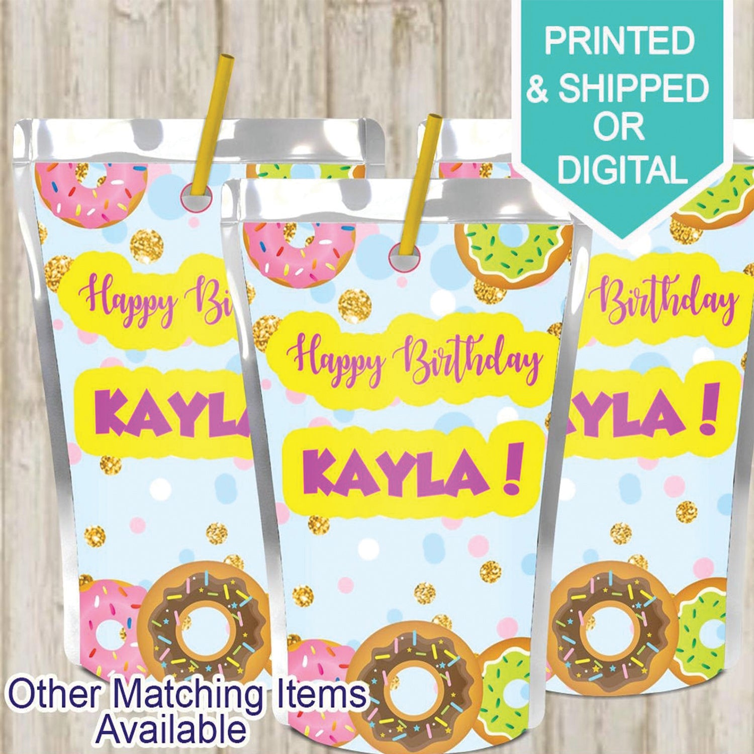 Donut Juice Pouch Labels- Capri Sun Labels- Donut Birthday- Donut Party- Donut- Digital- Printable- Printed