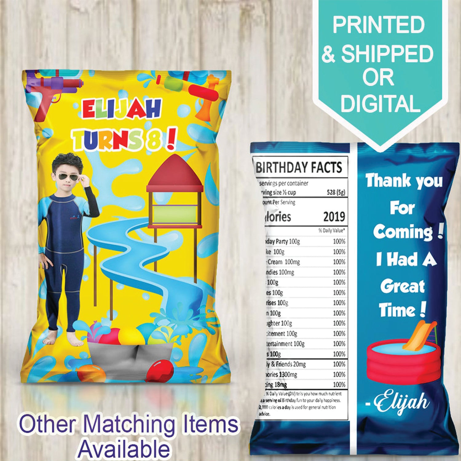 Pool Party Favor Bags- Custom Chip Bag- Pool Party- Pool Birthday- Splish splash-Digital- Printable- Water Gun-