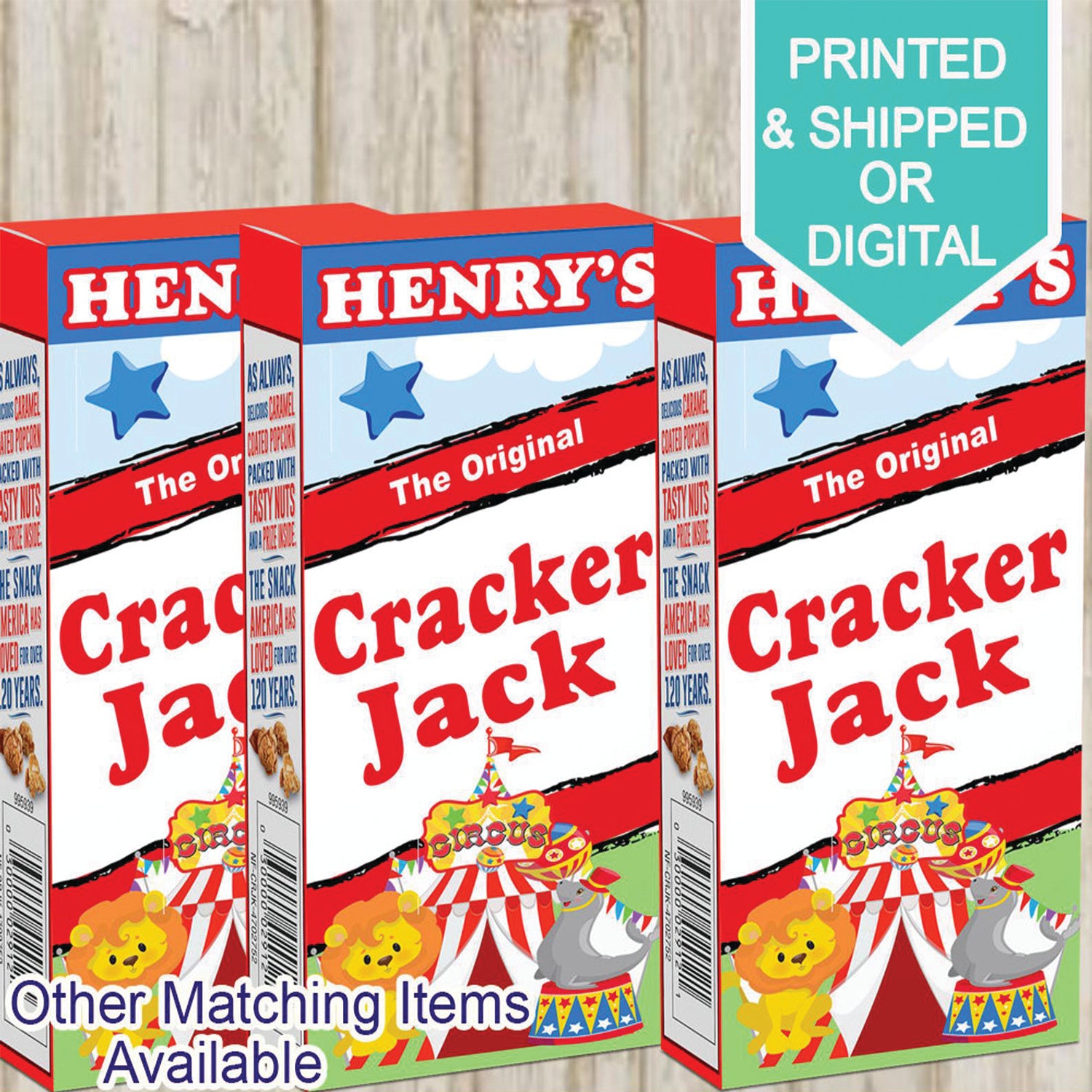 Cracker Jack Labels or Treats - Circus Party - Circus Labels - Crack Jacks - Personalized Crack Jacks - Digital -Sticker -Printable