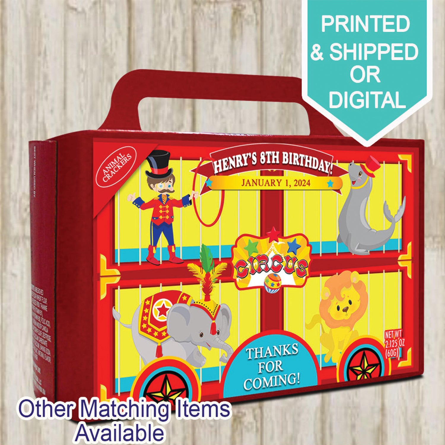 Circus Animal Cracker Box Labels - Animal Crackers Labels - Circus Birthday Party - Carnival Party - Digital - Printable - Printed