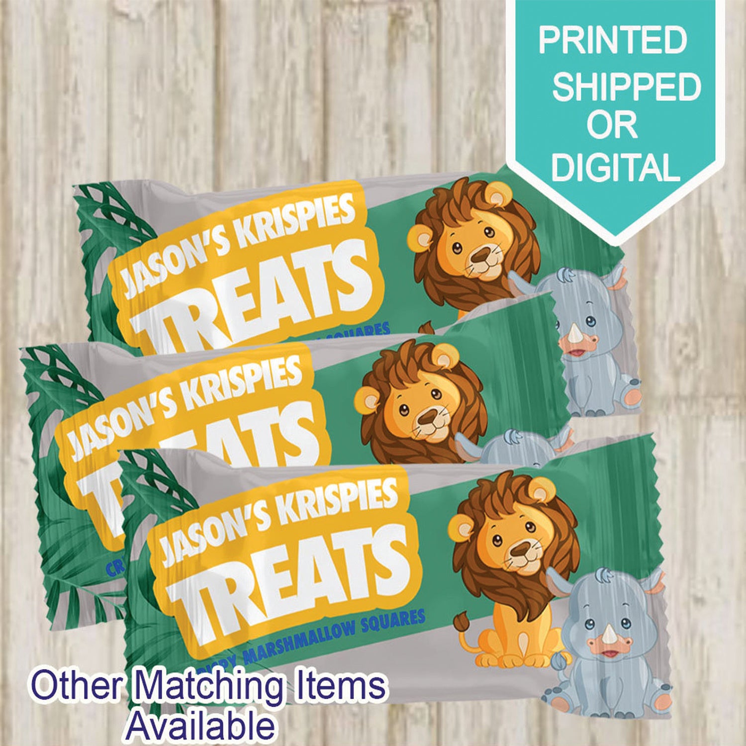 Wild One Rice Krispies Treats- Rice Krispies-Safari Birthday- Safari Party- Party Snacks- Printable- Krispy Treats-Jungle Theme