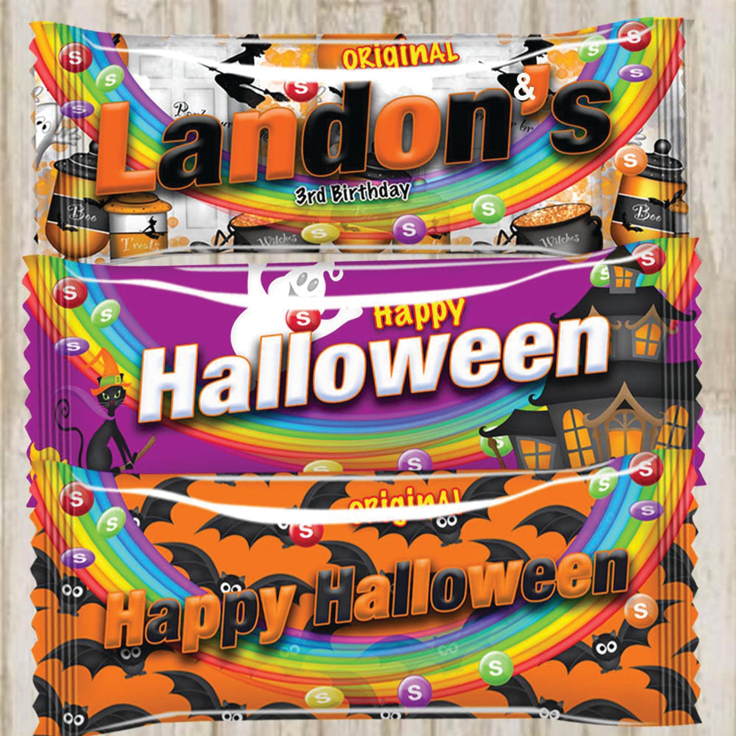 Personalize Halloween Skittles- Candy Favors-Custom Candy-Halloween-Custom-Printed Skittles-Printables-Skittle Wrappers-Birthday-Party