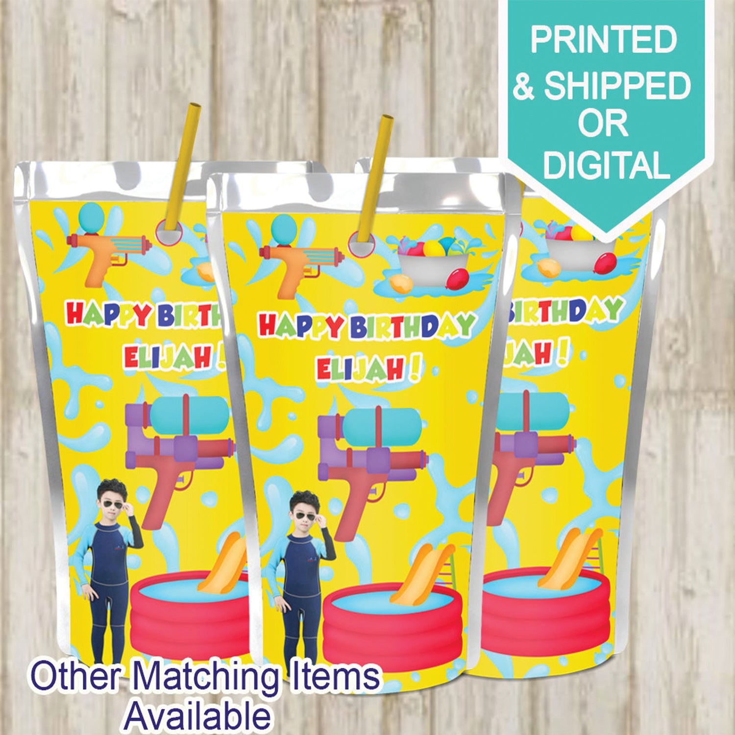 Pool Party juice pouch labels- capri suns- Pool party- Pool Birthday- Water Fight- Digital- Printable- Printed-