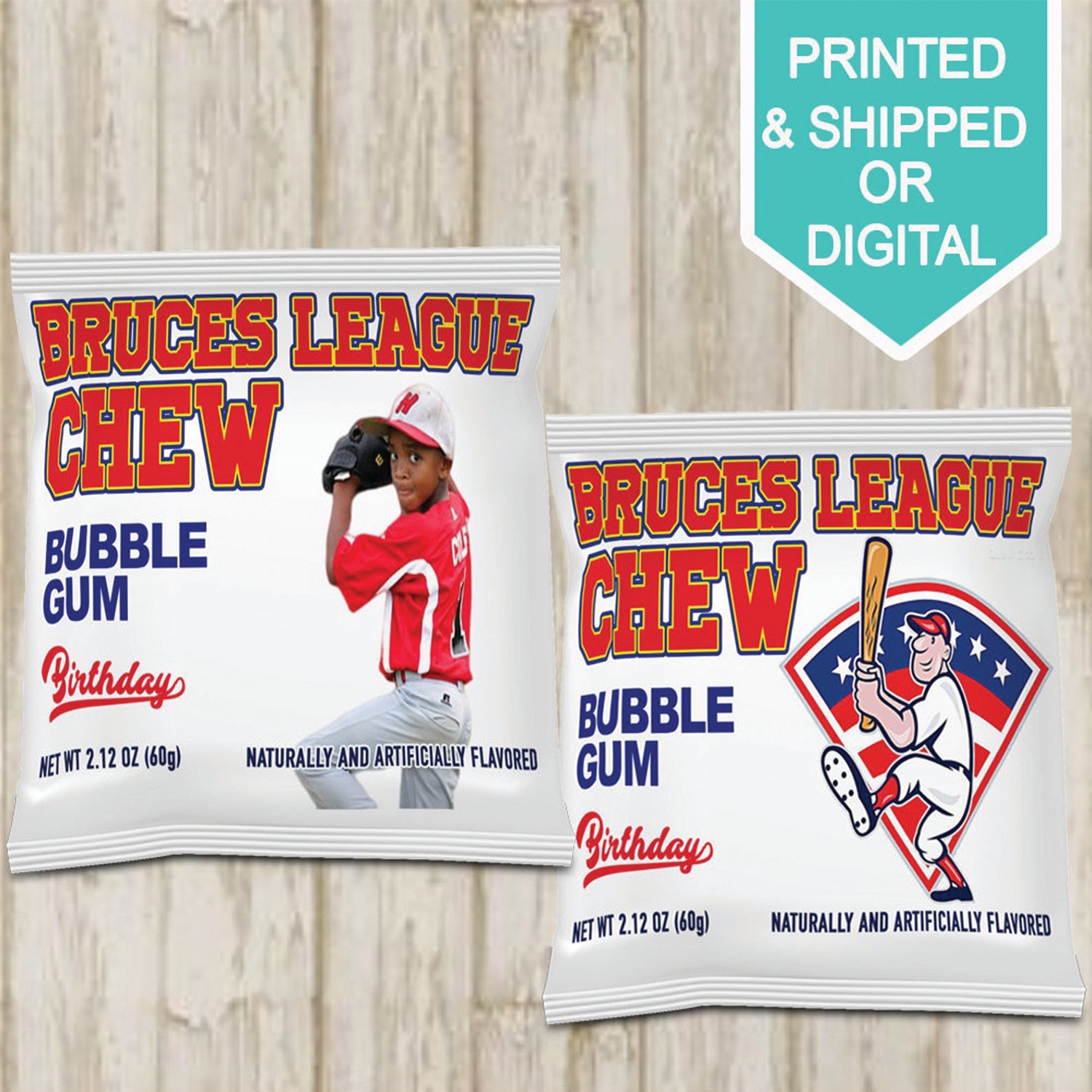 Personalized BaseBall Bubble gum- Baseball Favor- Baseball- Sports Theme- Baseball Birthday party- Custom Candy-Printed- Digital-league