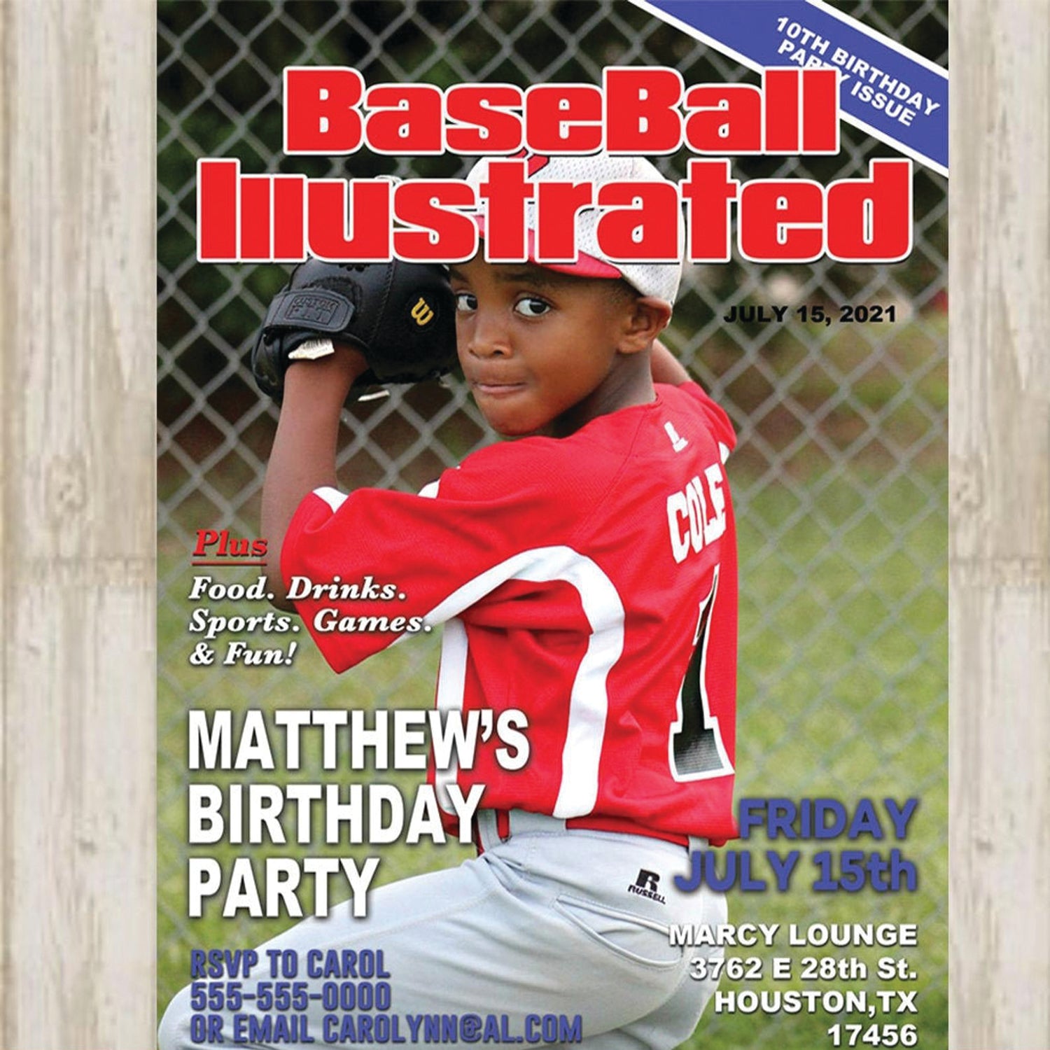 Personalized Baseball invitation- Baseball Birthday- Magazine cover invite- Custom Photo Invitation- Baseball Party-Digital-Printable