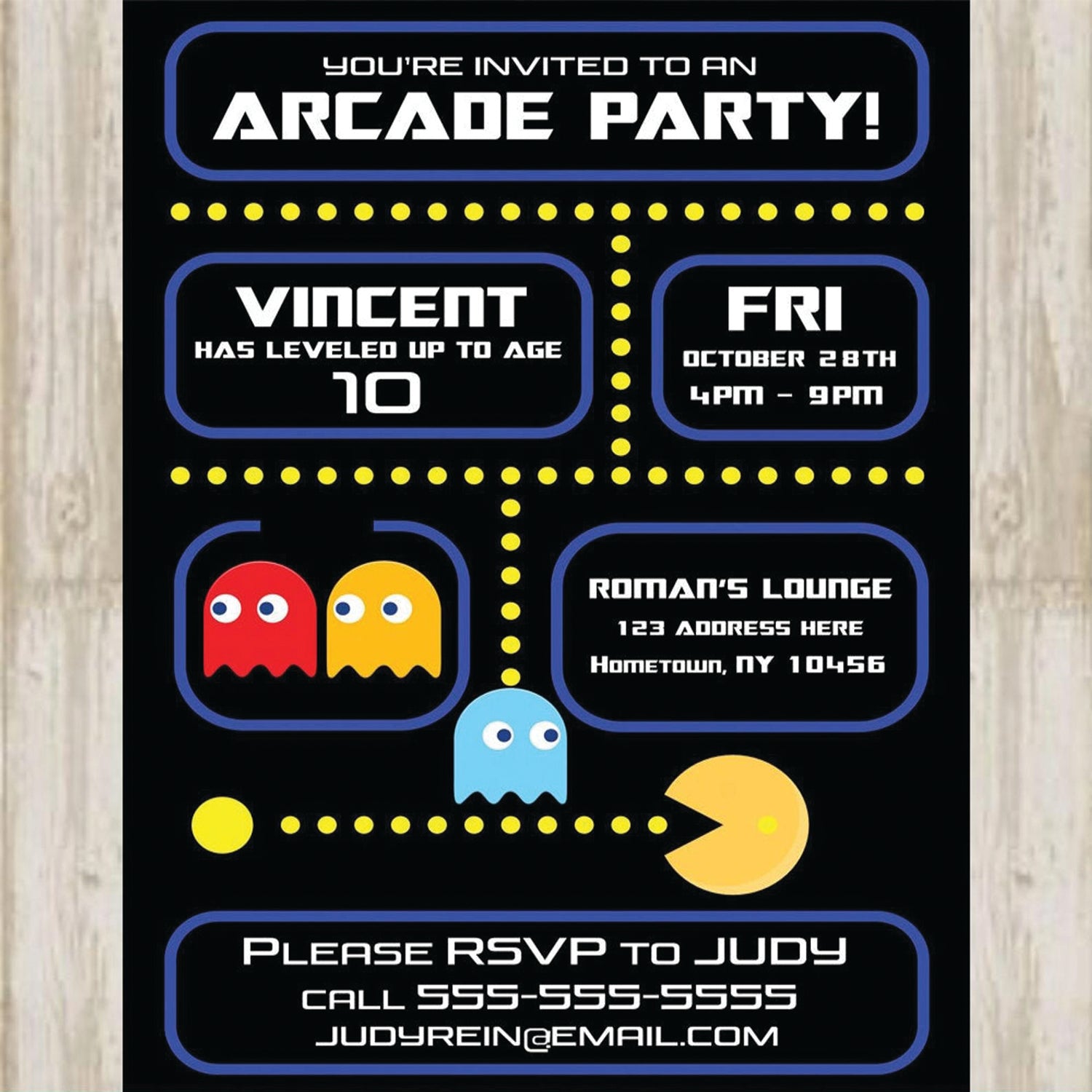 Arcade Birthday invitation- Arcade Party Invite - Video Game invitations- Personalized- Gamer- Custom- printable-